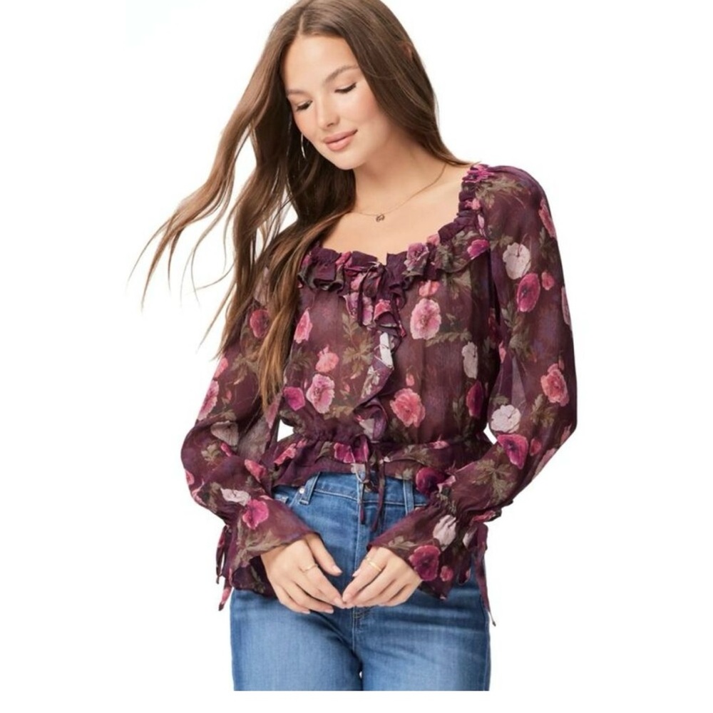 NWOT PAIGE Linea floral silk blouse